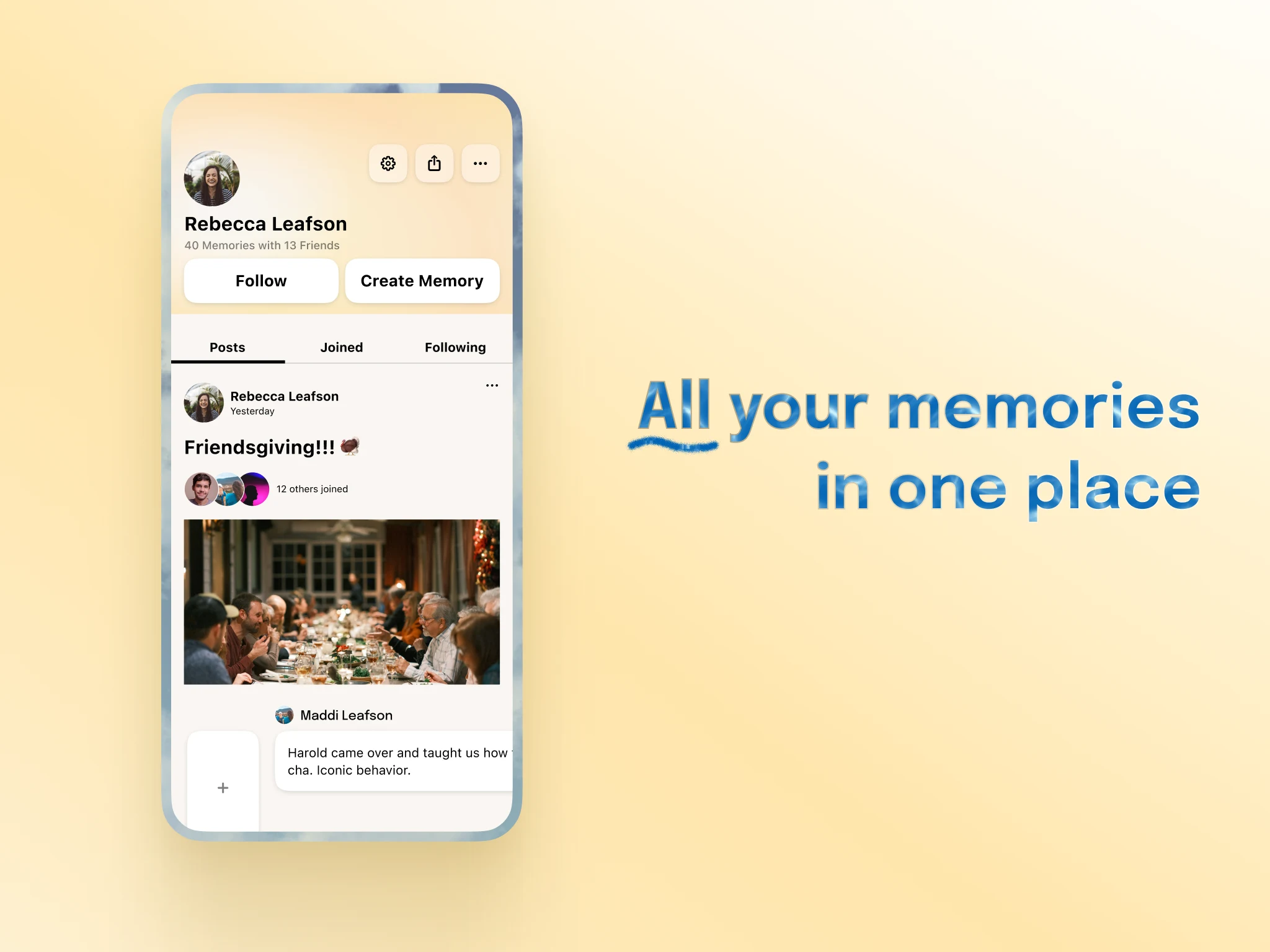 Snippets profile and shared memory screen