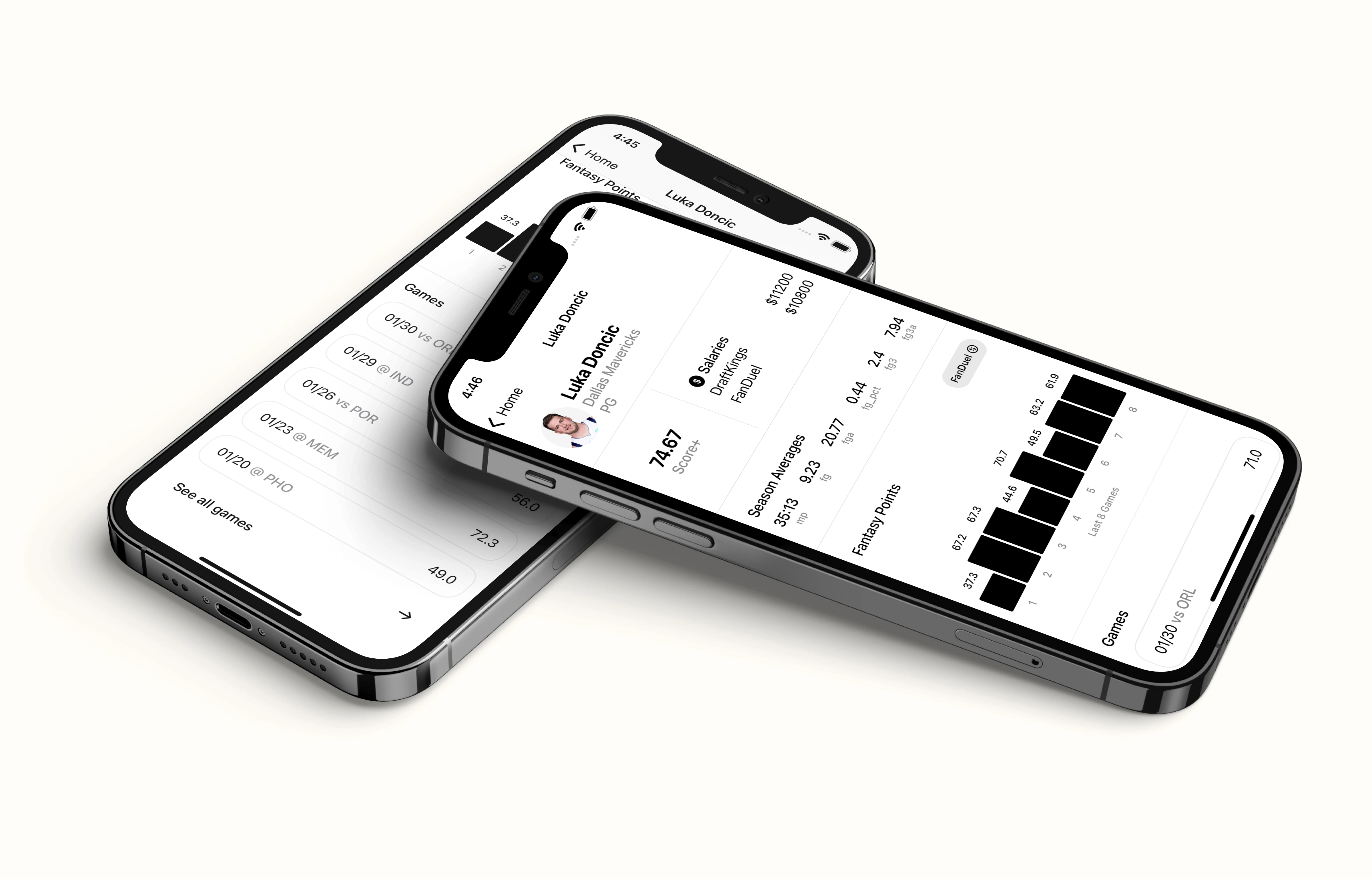 SportAI player analytics shown on two iPhones