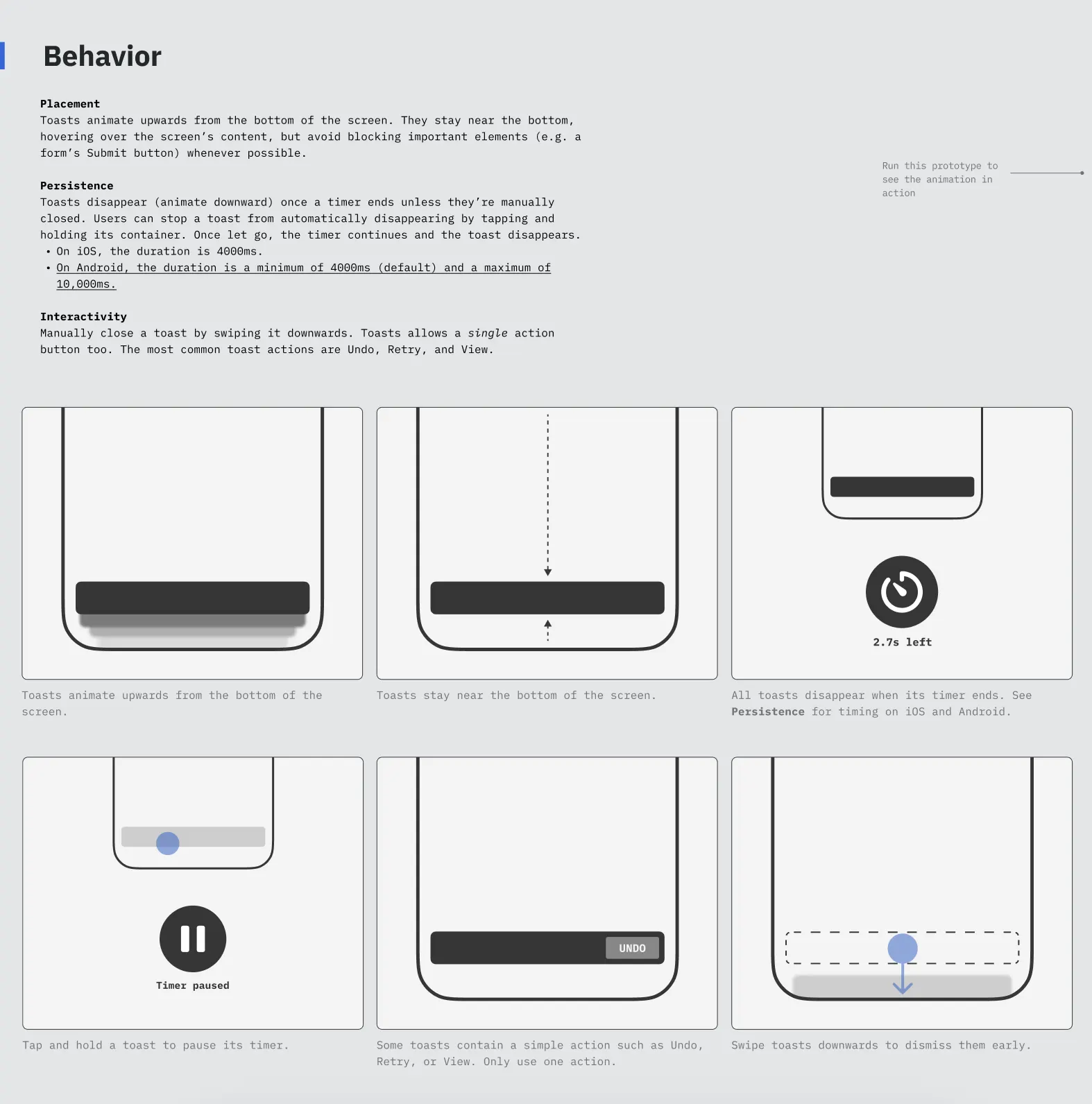 Toast behavior design handoff